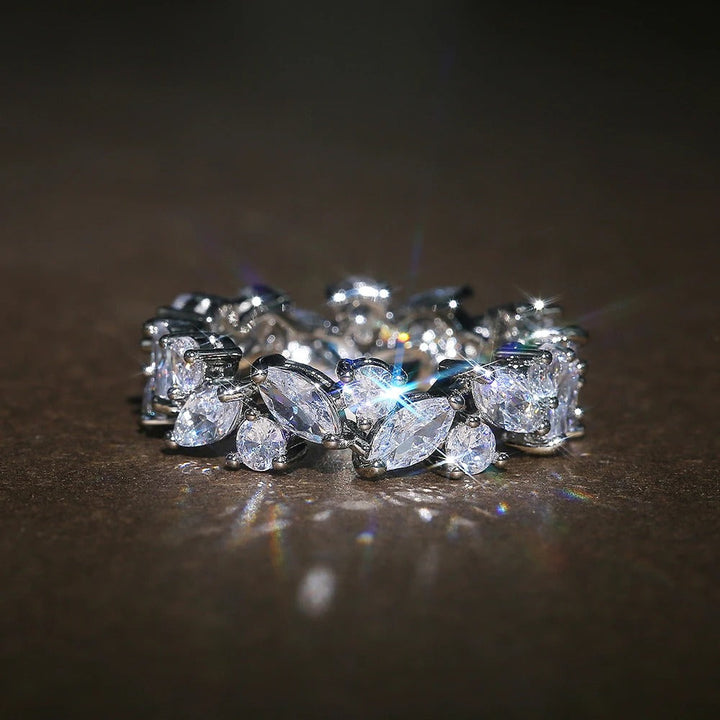 Vintage Eternity Ring with Round & Marquise Diamonds