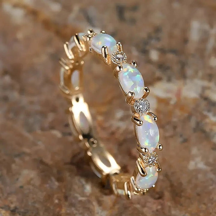 Vintage Opal Eternity Gold Ring