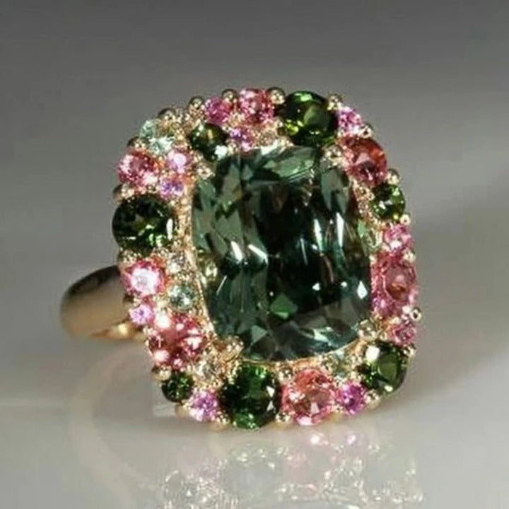 Retro Green and Rose Gold Ring