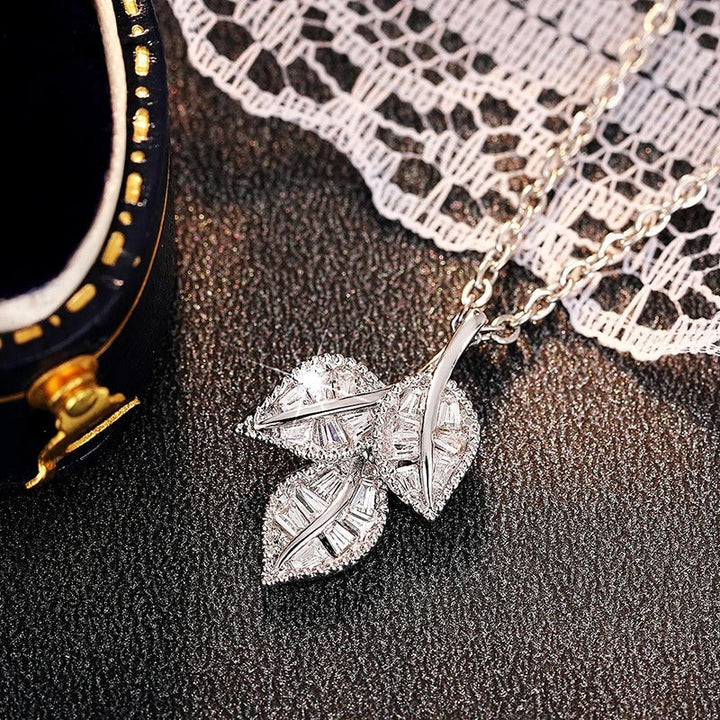 Silver Baguette Crystal Pendant Necklace
