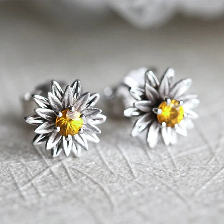 Vintage Floral Pendant Silver Earrings