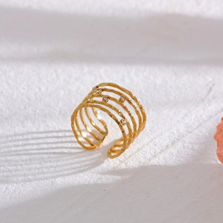 Adjustable Wide Gold Shine Ring