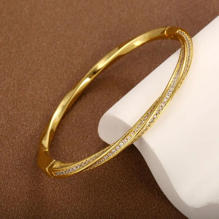 Elegant Gold Double Row Crystal Bracelet