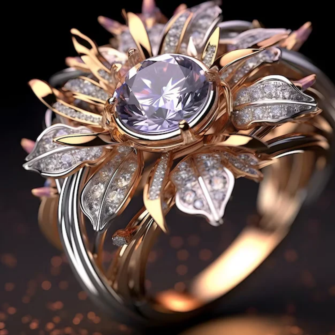 Vibrant Violet Flower Ring