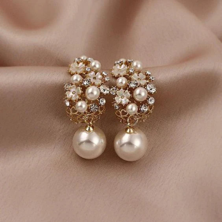 Chic Pearl and Floral Earrings
