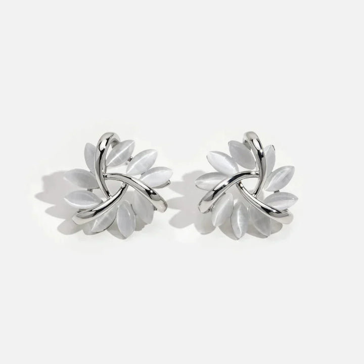 Elegant Gold Earrings with Opal Petals