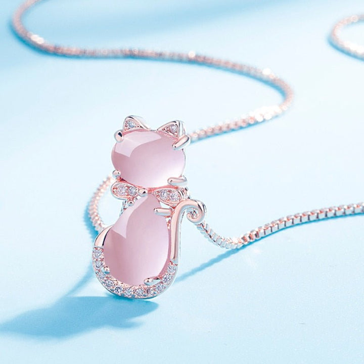 Charming Pink Stone Cat Collar with Zirconia Accents