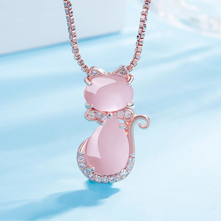 Charming Pink Stone Cat Collar with Zirconia Accents