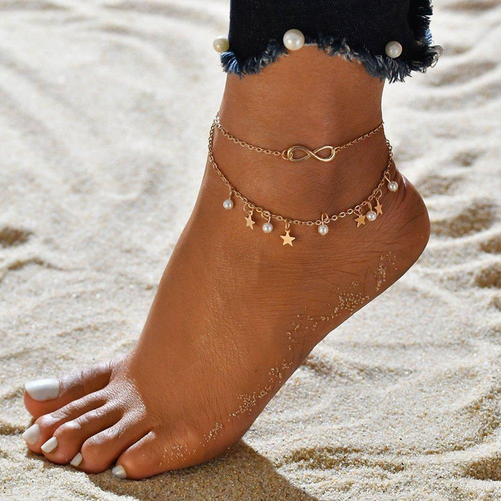 Infinity Pearl & Star Ankle Bracelet