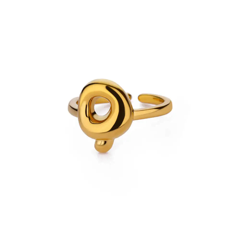 Adjustable Gold Bubble Letter Ring