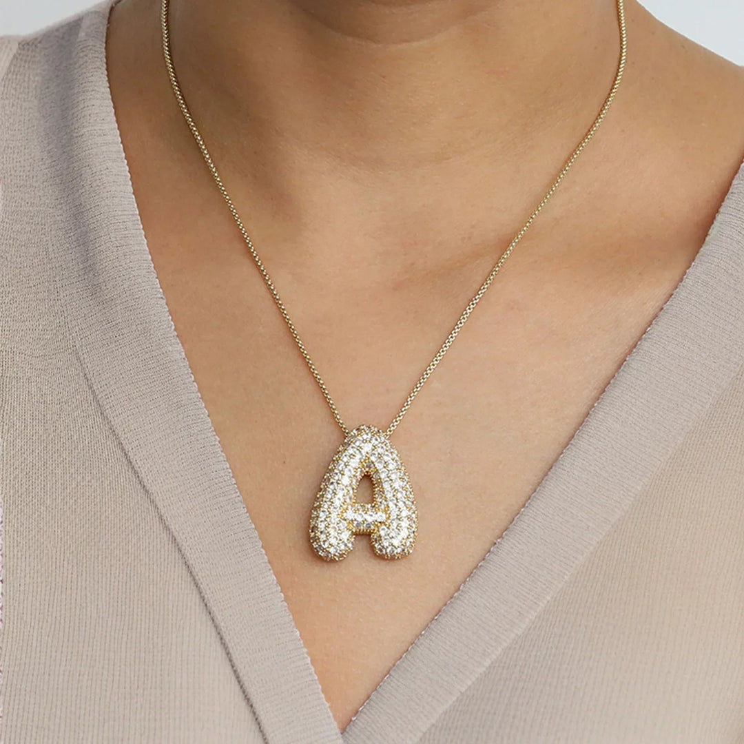Initial Bubble Diamond Necklace