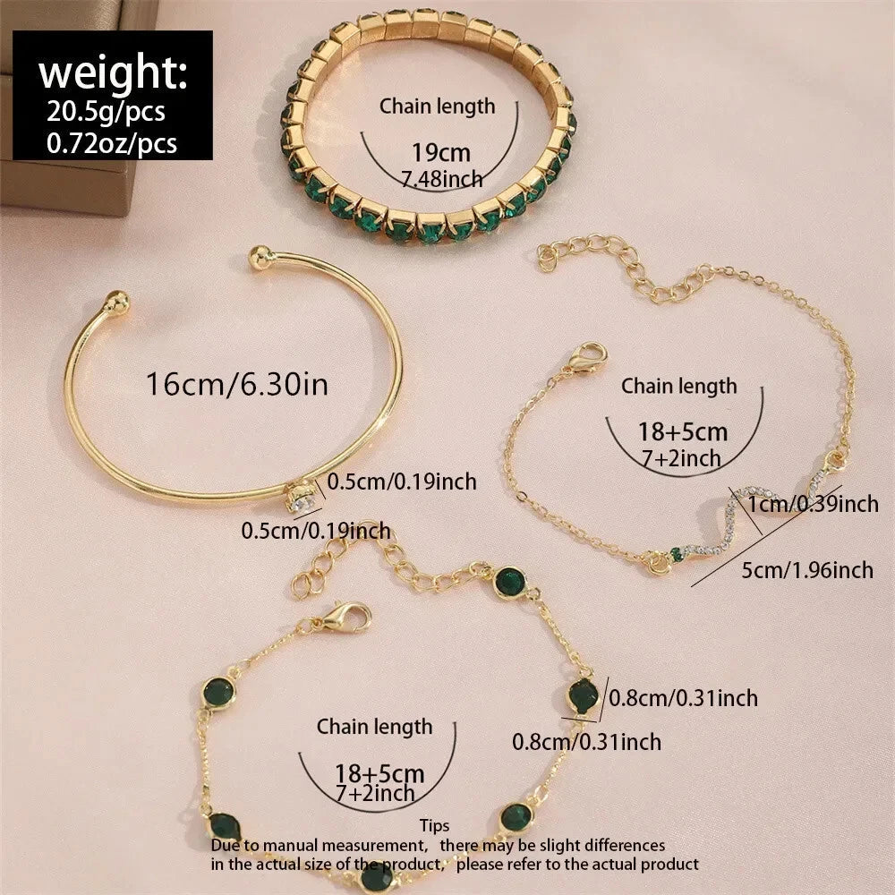Gold Pure Emerald Bracelet Set