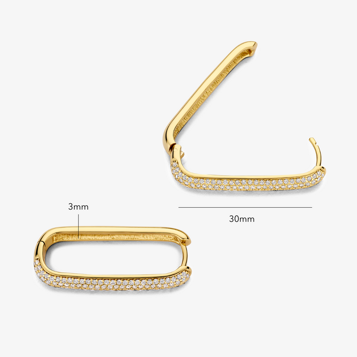 Gold Large Diamond Icon Hoop Earrings