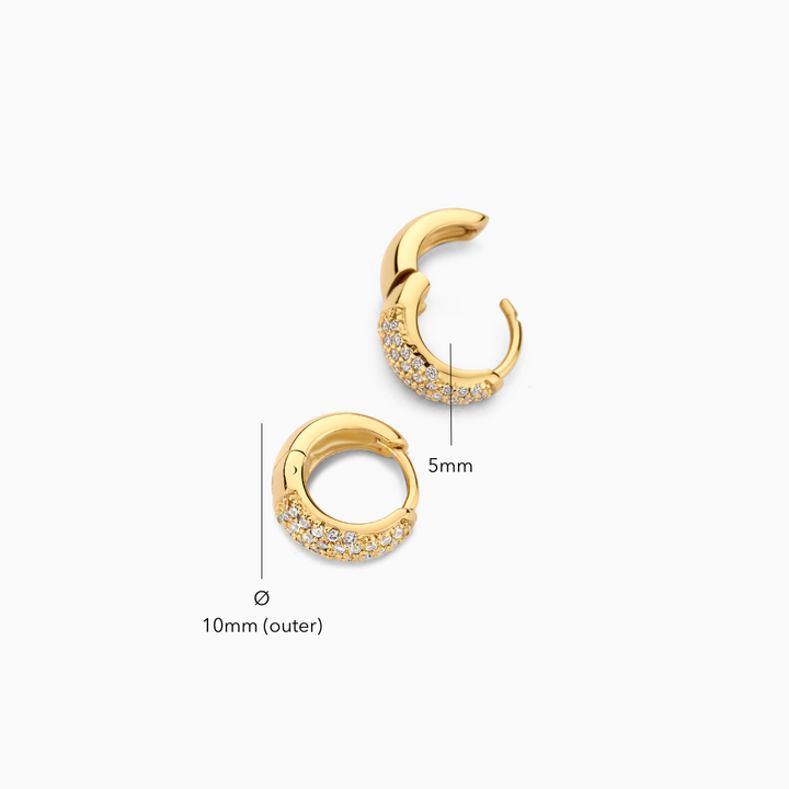 Gold Huggie Pavé Diamond Earrings
