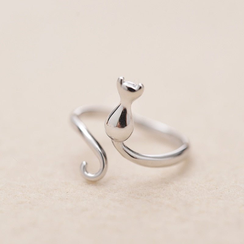 Adjustable Silver Cat Ring