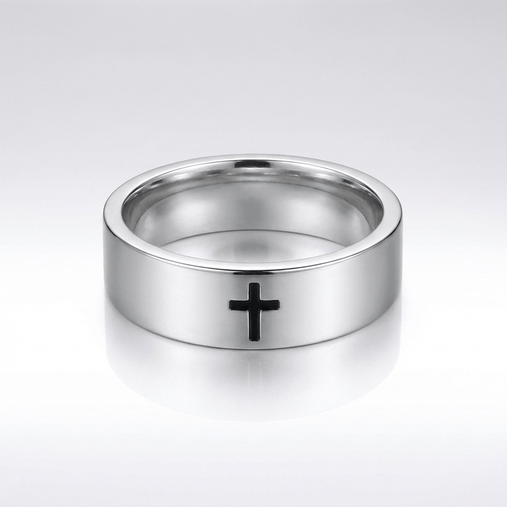Silver Unisex Cross Ring