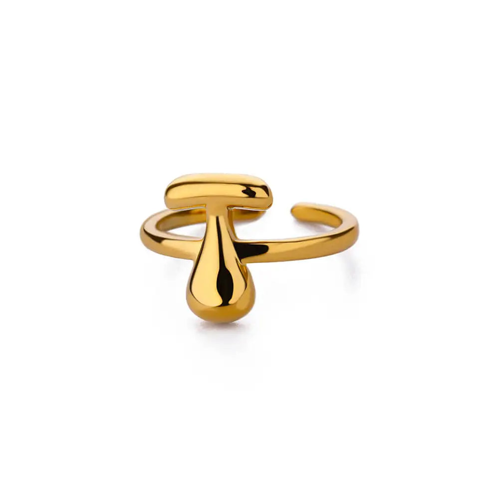 Adjustable Gold Bubble Letter Ring