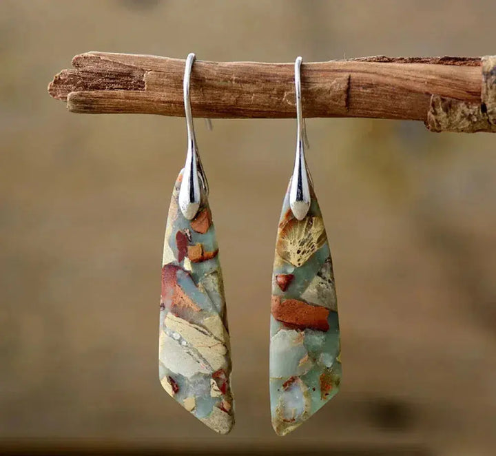 Classic Vintage Earrings Adorned with Natural Stones