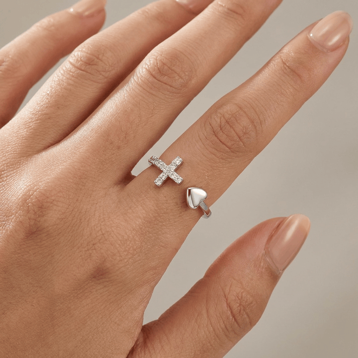 Silver Love Cross Ring