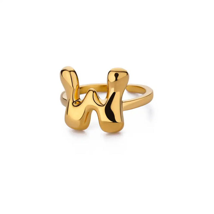 Adjustable Gold Bubble Letter Ring
