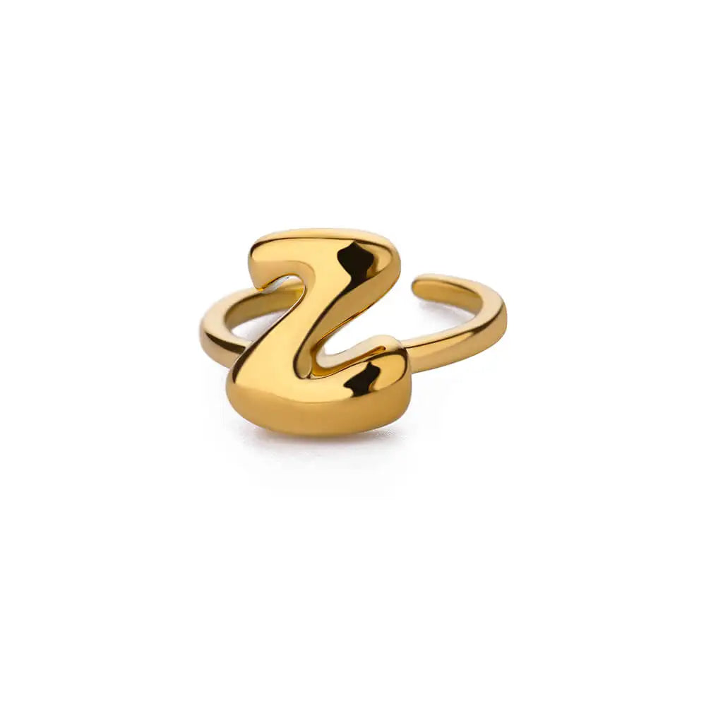 Adjustable Gold Bubble Letter Ring
